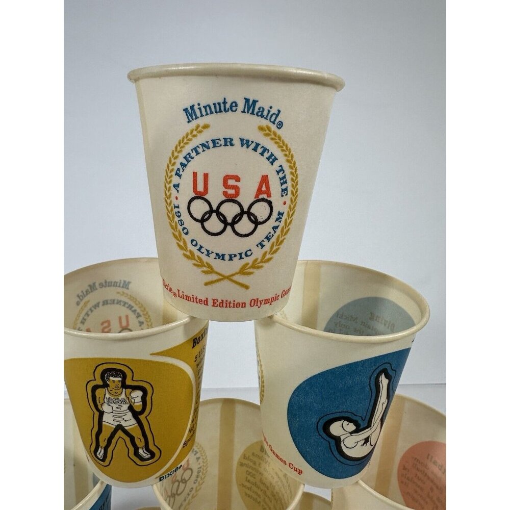 USA Olympic Team 1980 Dixie Minute Maid Juice Cups Set Of 55 Sports Summer Games - Picture 3 of 13